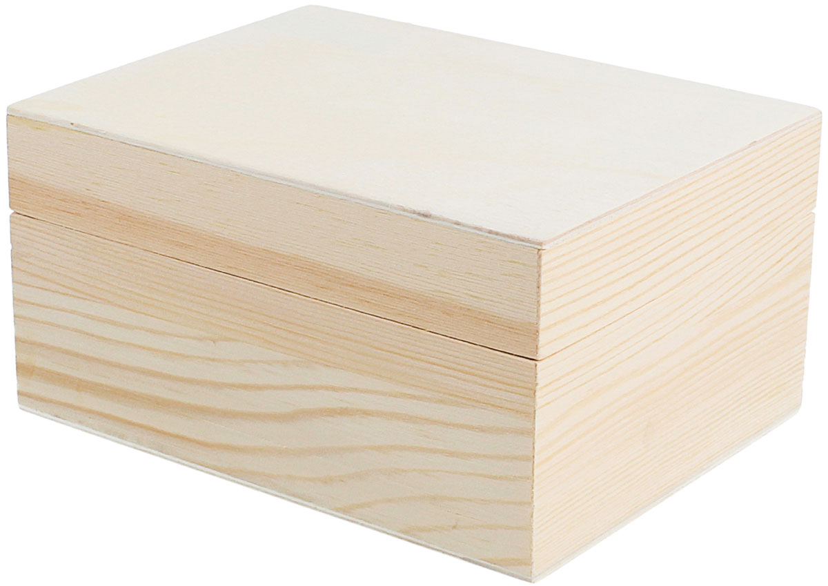 Caja madera de pino macizo y chapa rectangular 14x9,5x7cm.