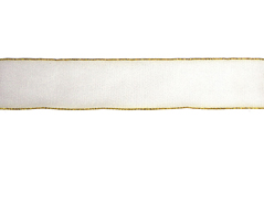 30031 Ruban decoratif blanc bordure doree Innspiro - Article
