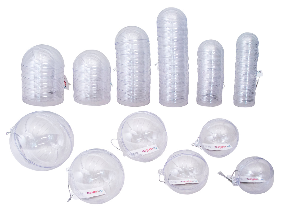 310801 Maxi pack Boules plastique transparent pour accrocher 2 parts Innspiro