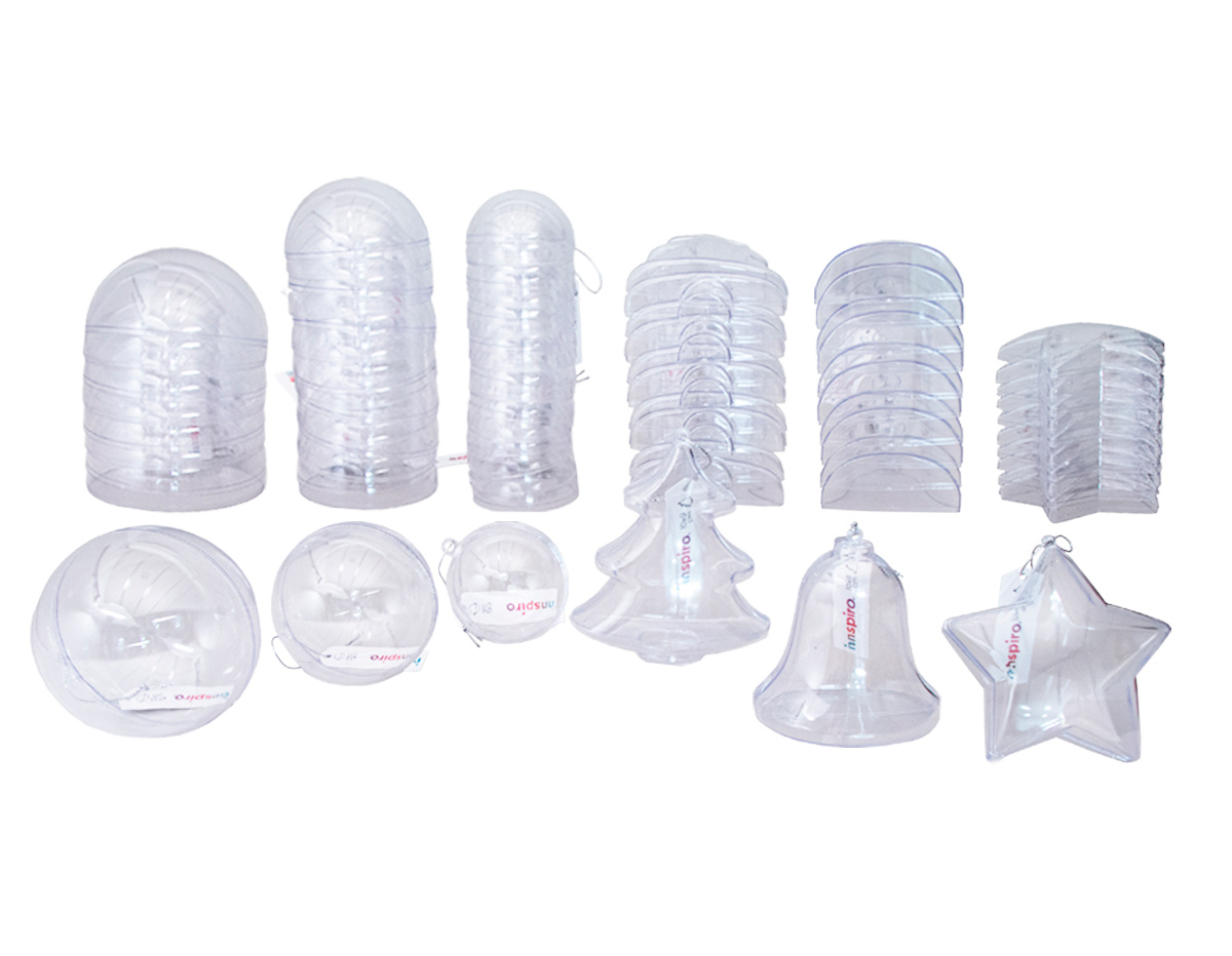 310802 Maxi pack Formas Navidad plastico transparente para colgar 2 partes Innspiro