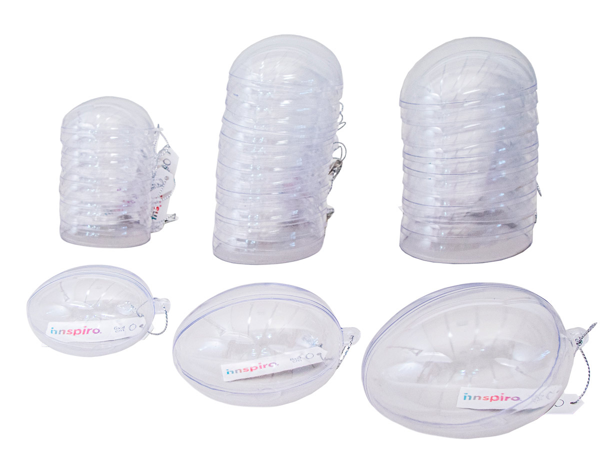 310803 Maxi pack Huevos plastico transparente para colgar 2 partes Innspiro