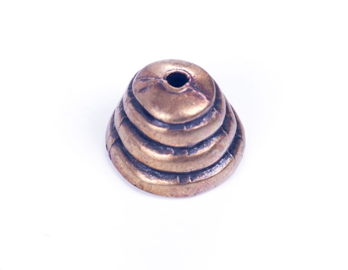 31629 Z31629 Tapa nudos metalico zamak con agujero campana dorado envejecido Innspiro