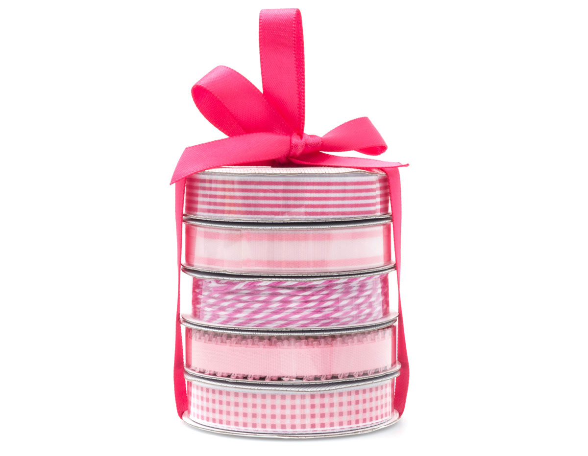 340671 Set 4 cintas y 1 hilo twine Everyday Pink Premium Ribbon American Crafts