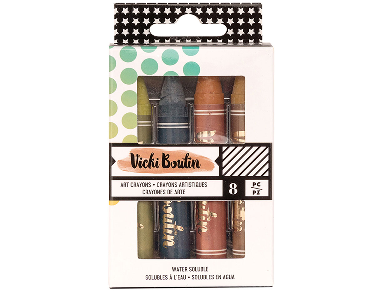 343910 Set 8 Art Crayons Vicky Boutin Neutrals American Crafts