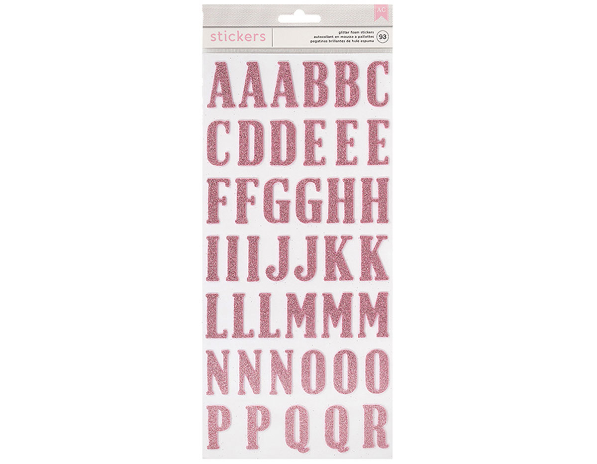 346629 Autocollants alphabet Alpha Thickers Pink Glitter American Crafts