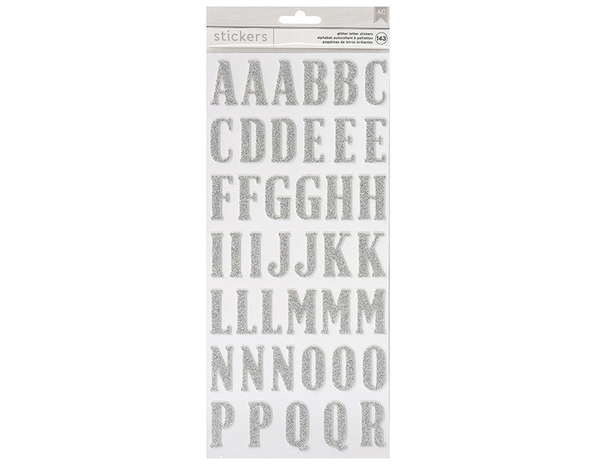 346633 Autocollants alphabet Alpha Thickers Silver Glitter American Crafts
