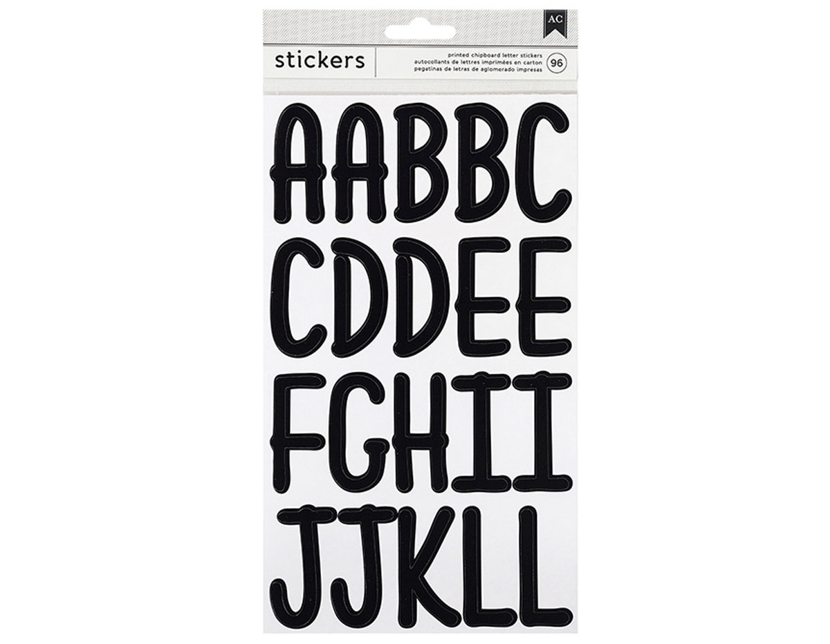 346643 Autocollants alphabet Alpha Script Stickers Black American Crafts