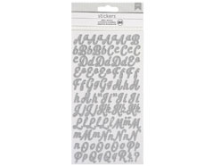 346653 Autocollants alphabet Alpha Script Stickers Silver Glitter American Crafts - Article