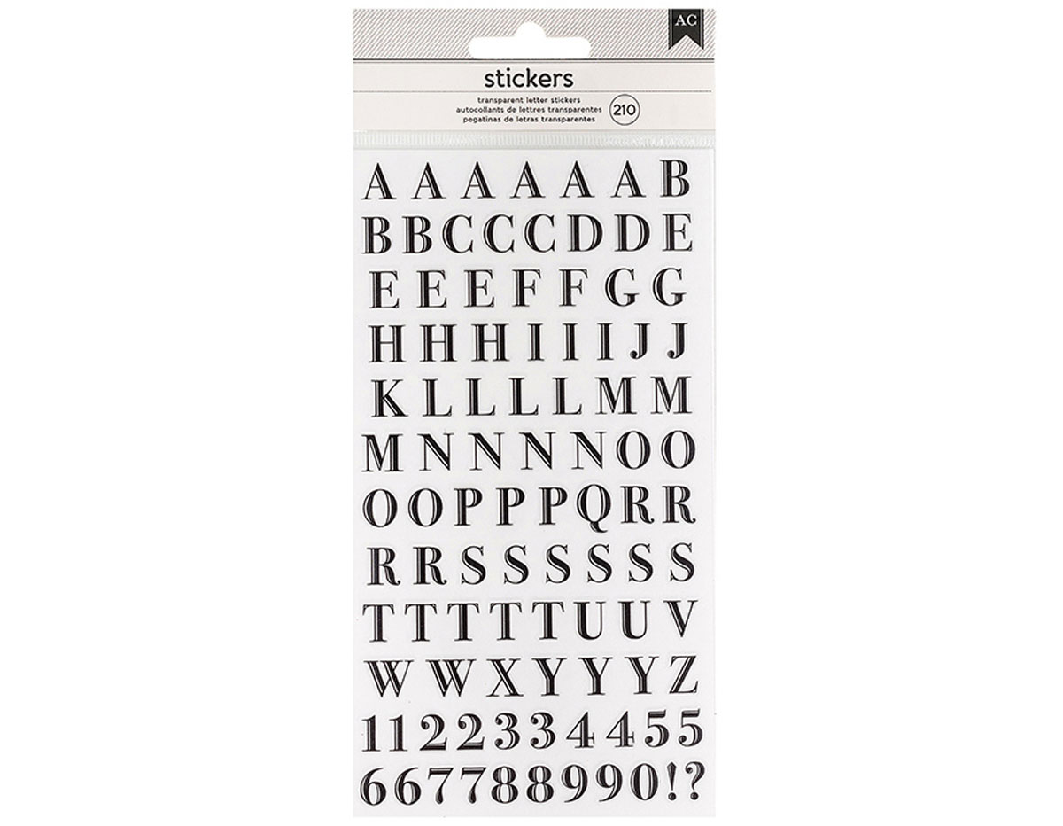 346654 Autocollants alphabet Alpha Clear Stickers Black American Crafts