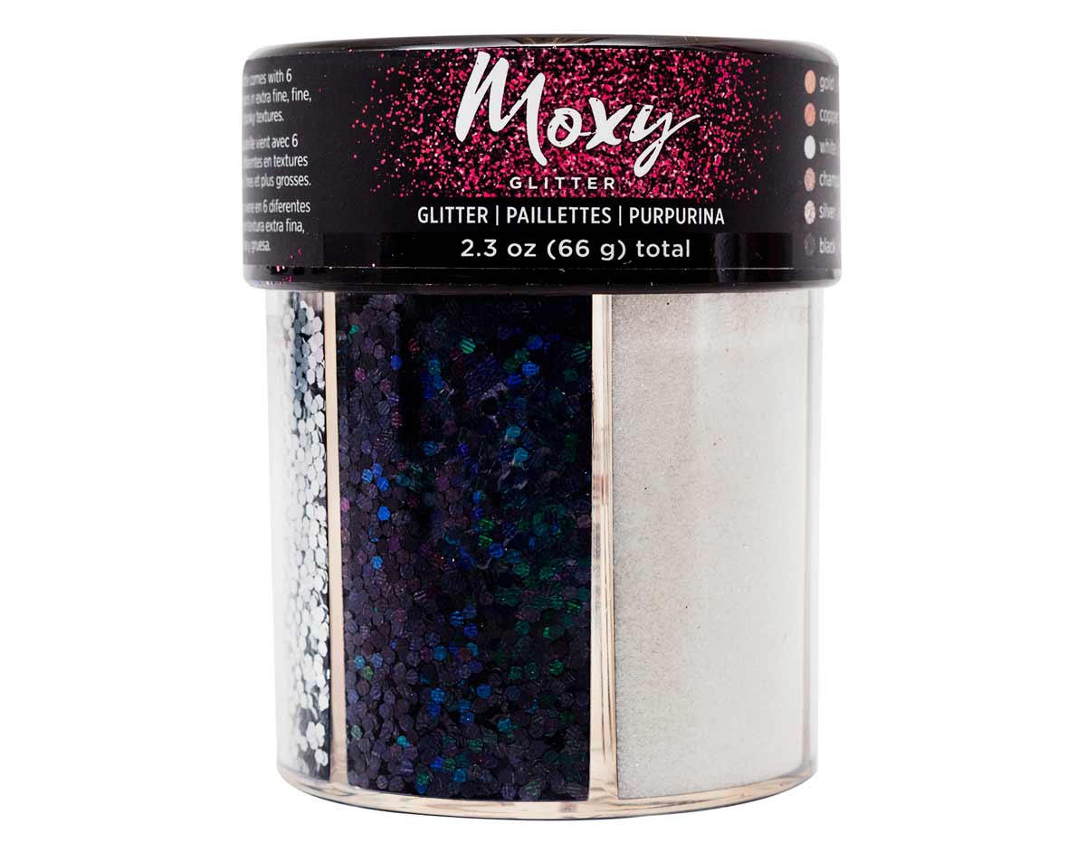 346698 Set de purpurine Moxy Glitter Shaker Shimmering Neutrals 6 couleurs 66gr total American Crafts