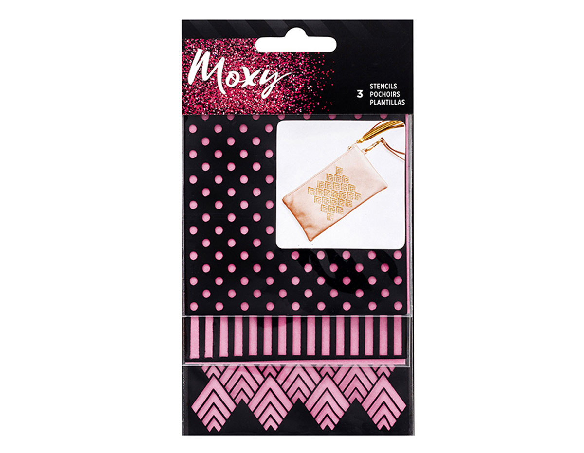 346706 Set 3 patrons Moxy Stencils Square Shapes American Crafts