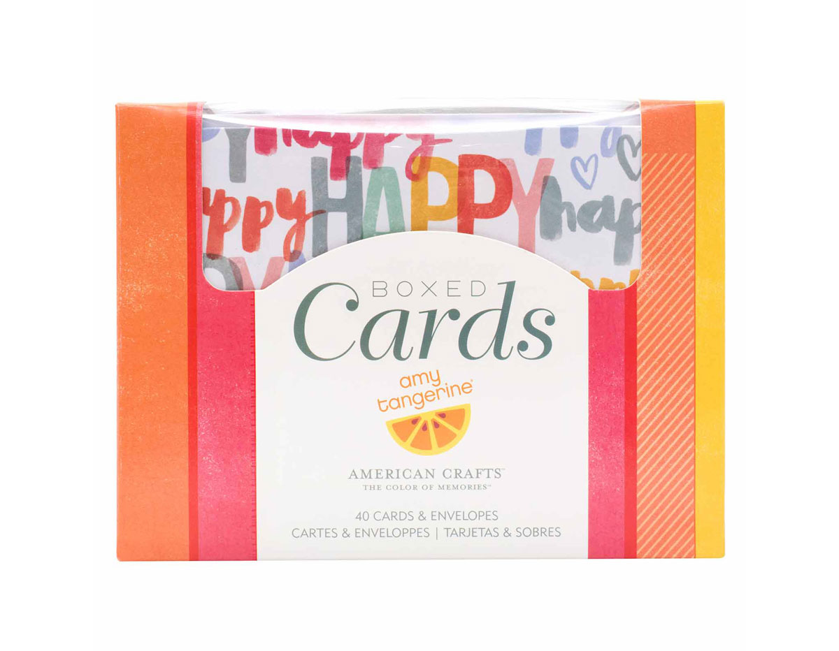347053 Set 40 cartes avec enveloppes Boxed Cards Amy Tangerine Happy Life American Crafts