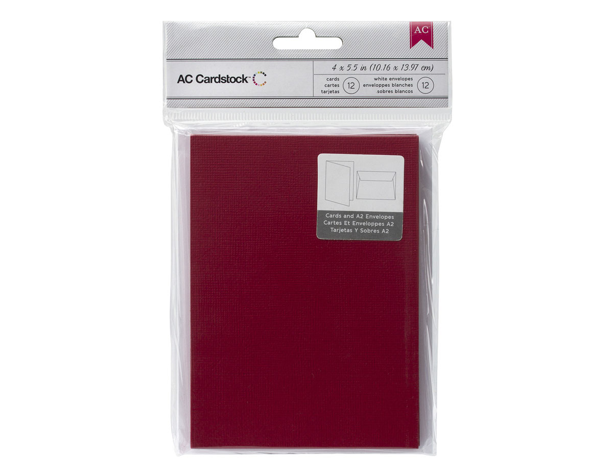 366011 Set 12 cartes avec enveloppes Rouge American Crafts