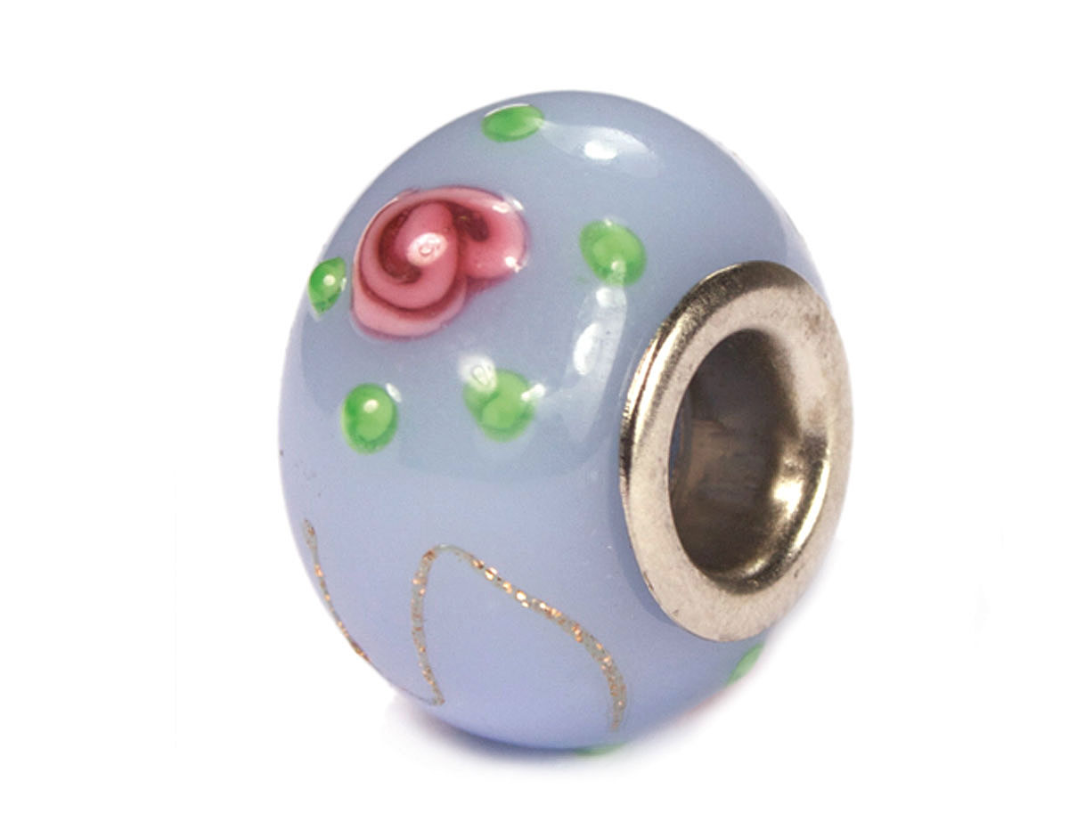 Z3751 3751 Perle cristal DO-LINK boule bleue grisatre avec dessin rose Innspiro