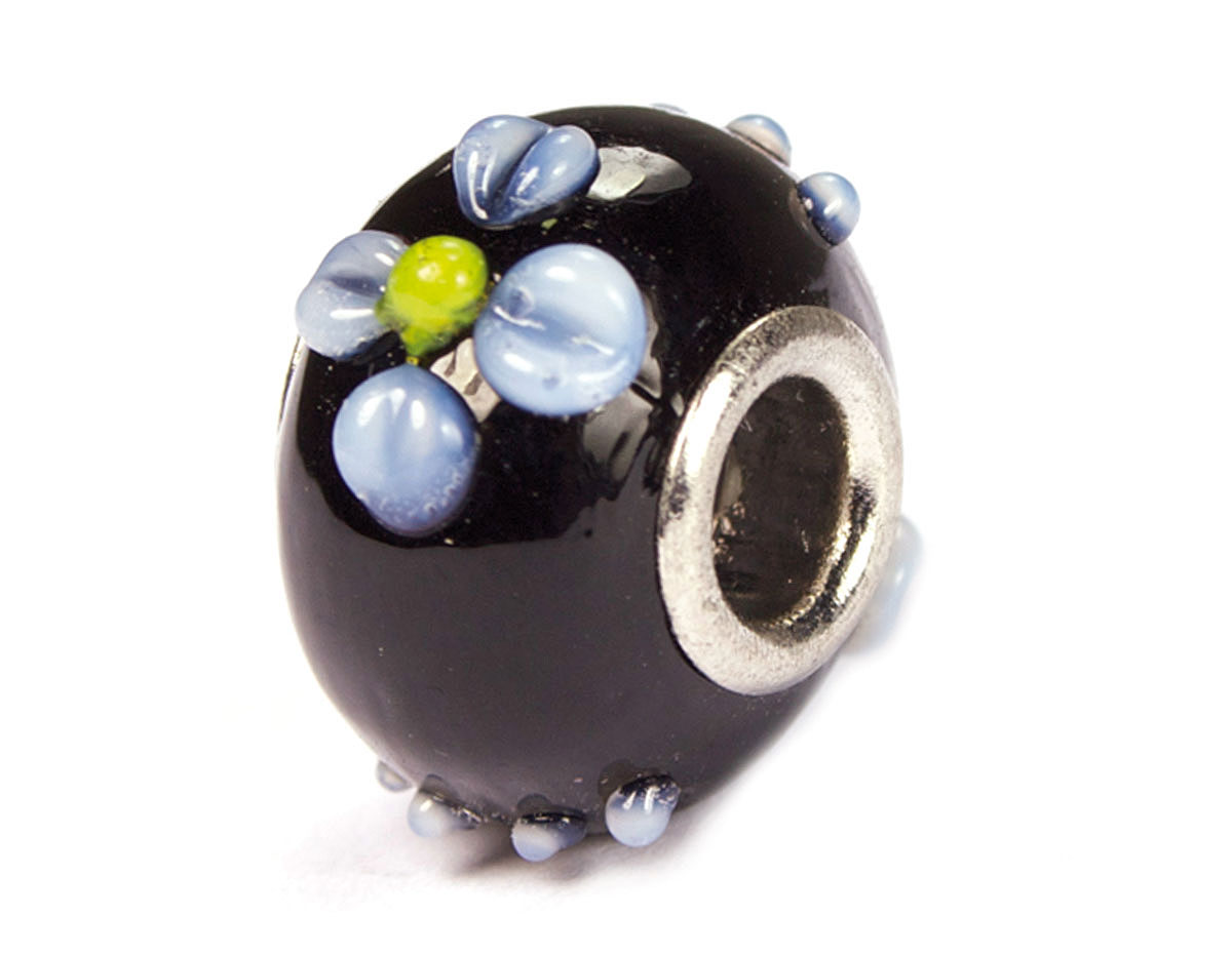 Z3758 3758 Cuenta cristal DO-LINK bola negro con relieve flor Innspiro