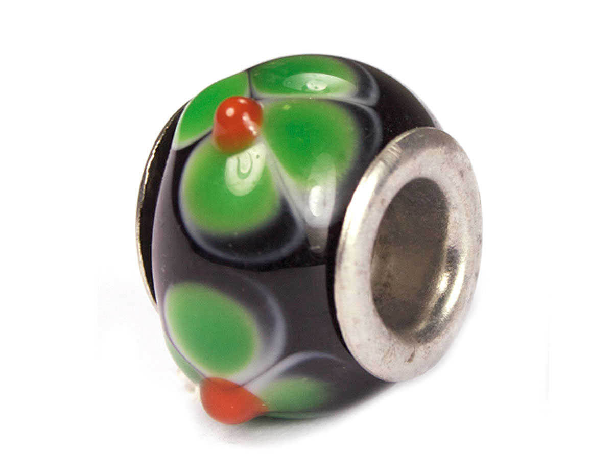 Z3759 3759 Cuenta cristal DO-LINK bola negro con relieve flor Innspiro