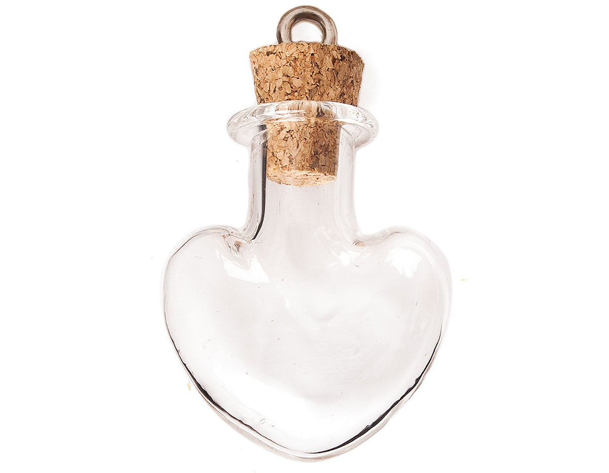 43323-03 Colgante vidrio corazon transparente con cierre corcho Innspiro