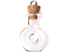43323-05 Pendentif verre bouteille avec bas relief transparent avec fermoir liege Innspiro - Article