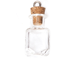 43323-06 Pendentif verre bouteille carre transparent avec fermoir liege Innspiro - Article