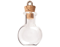 43323-10 Pendentif verre bouteille rond transparent avec fermoir liege Innspiro - Article