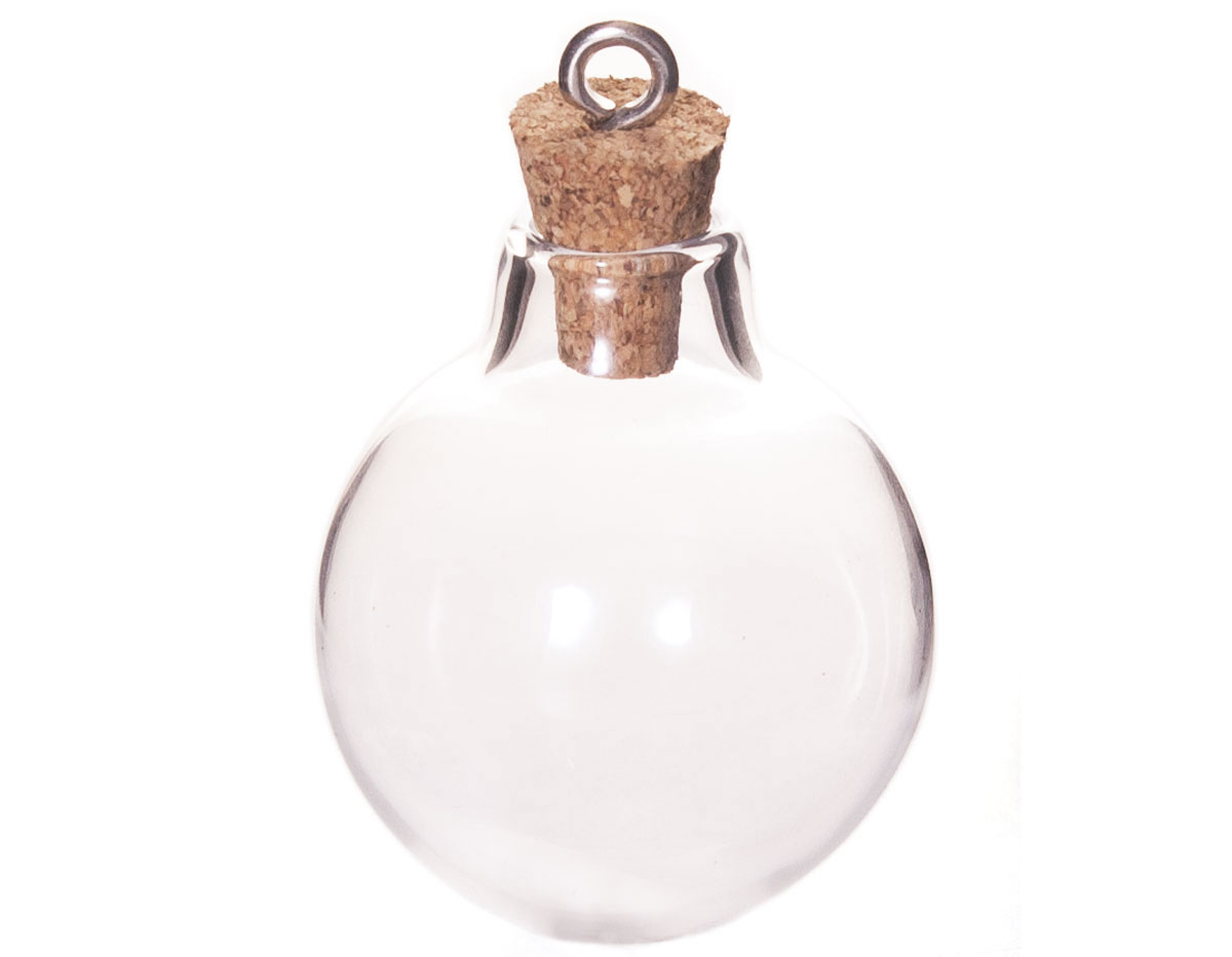 43323-11 Pendentif verre bouteille boule transparent avec fermoir liege Innspiro