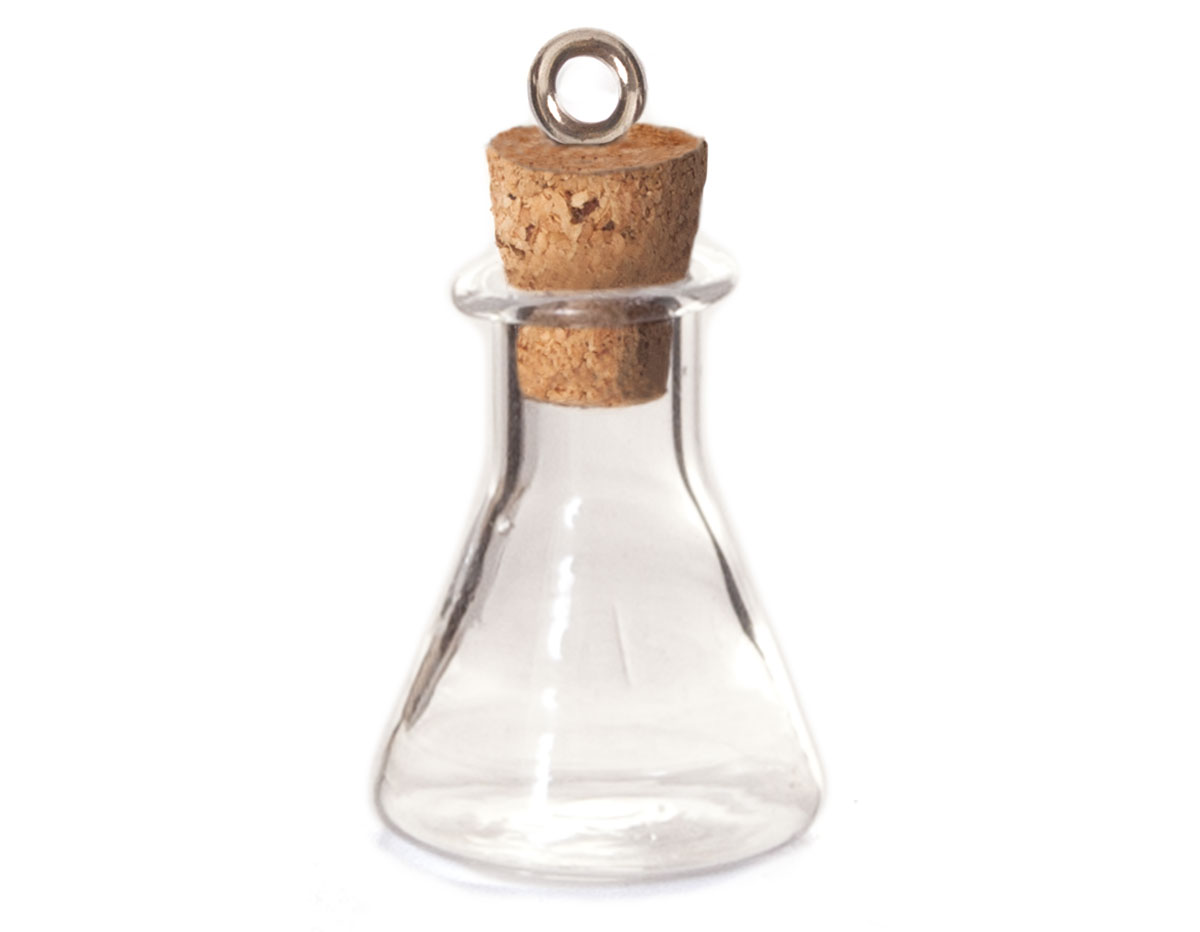 43323-14 Pendentif verre bouteille triangulaire transparent avec fermoir liege Innspiro