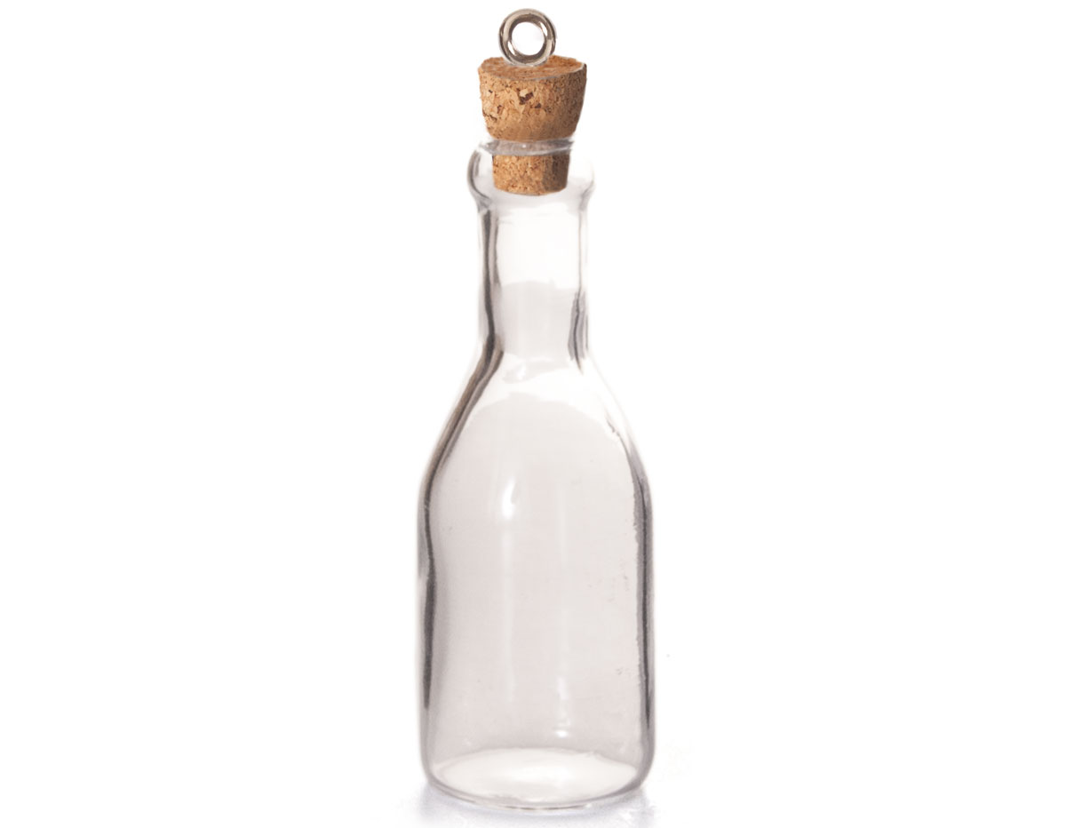 43323-15 Pendentif verre bouteille transparent avec fermoir liege Innspiro