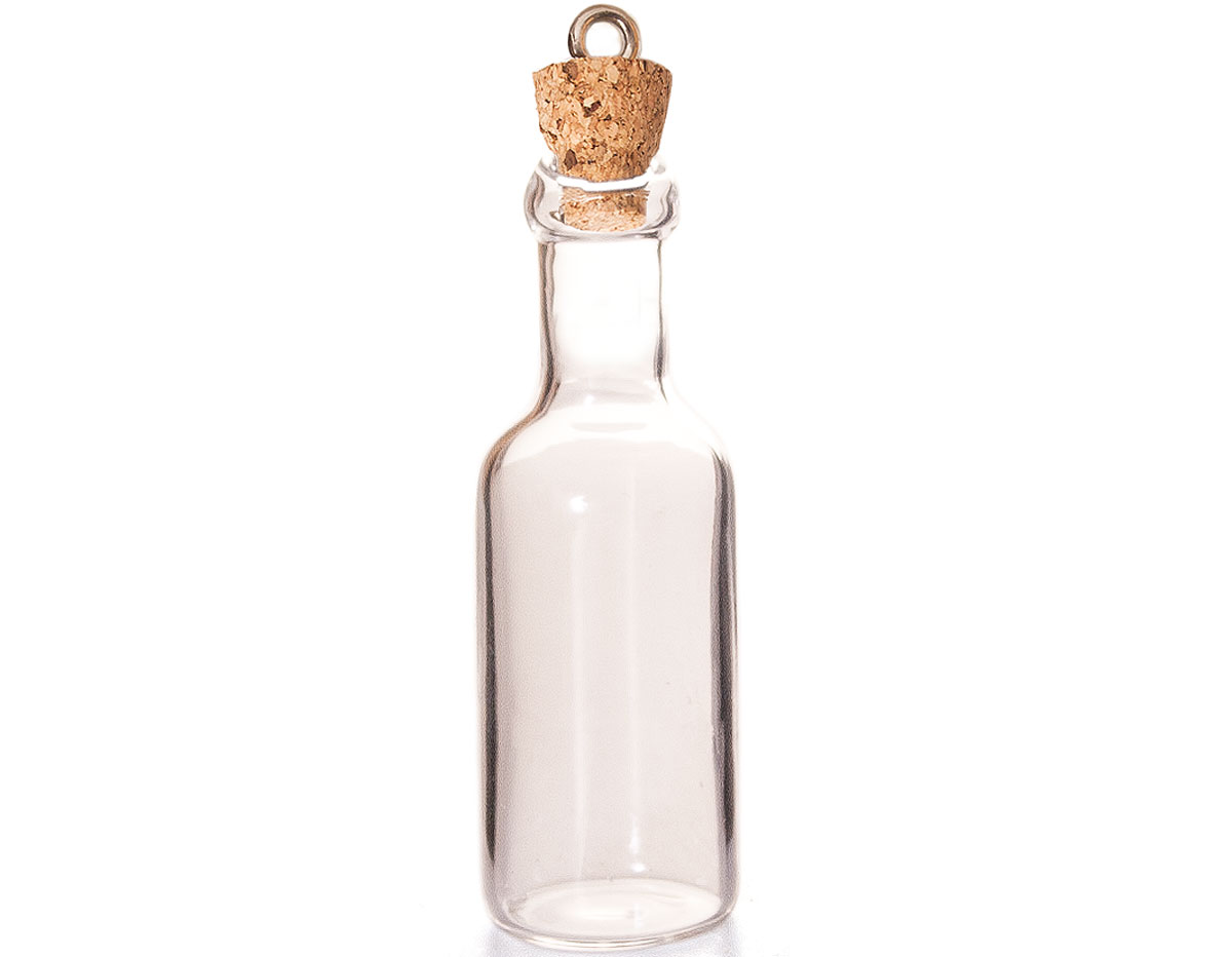 43323-16 Pendentif verre bouteille transparent avec fermoir liege Innspiro
