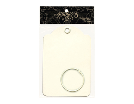 4500848 Set 6 etiquettes moyennes carton ivoire et 1 anneau metallique Graphic45