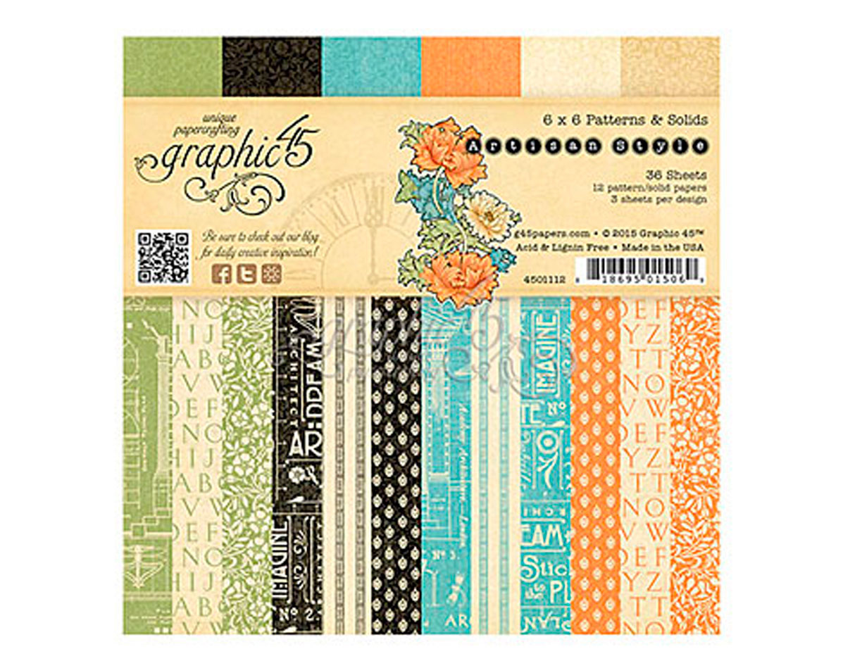 4501112 Set 36 papiers varies a motifs base ARTISAN STYLE Graphic45