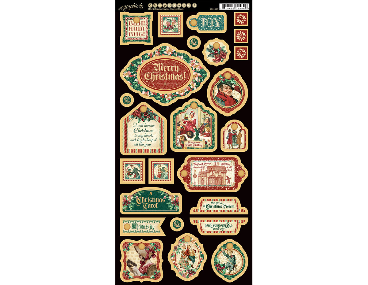 4501197 Carton avec formes decoratives pre decoupees CHRISTMAS CAROL Graphic45