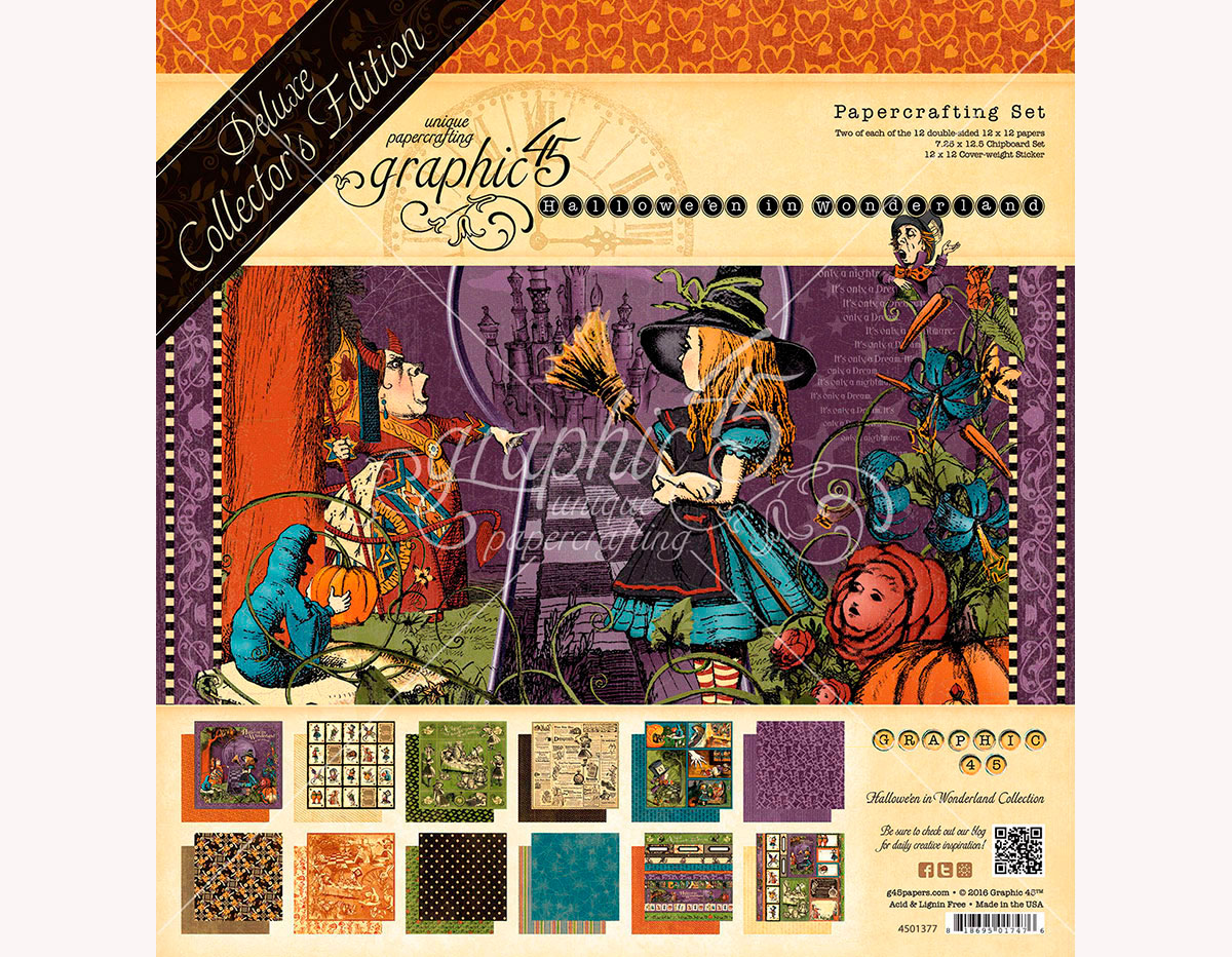 4501377 Set 24 papeles surtidos HALLOWE EN IN WONDERLAND Graphic45