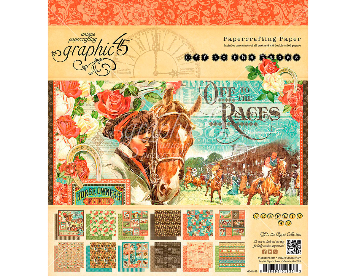 4501459 Set 24 papeles surtidos OFF TO THE RACES Graphic45