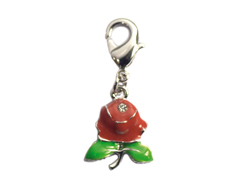 Z50056 50056 Pendentif metallique NICE CHARMS rose rouge et vert avec mousqueton Innspiro - Article