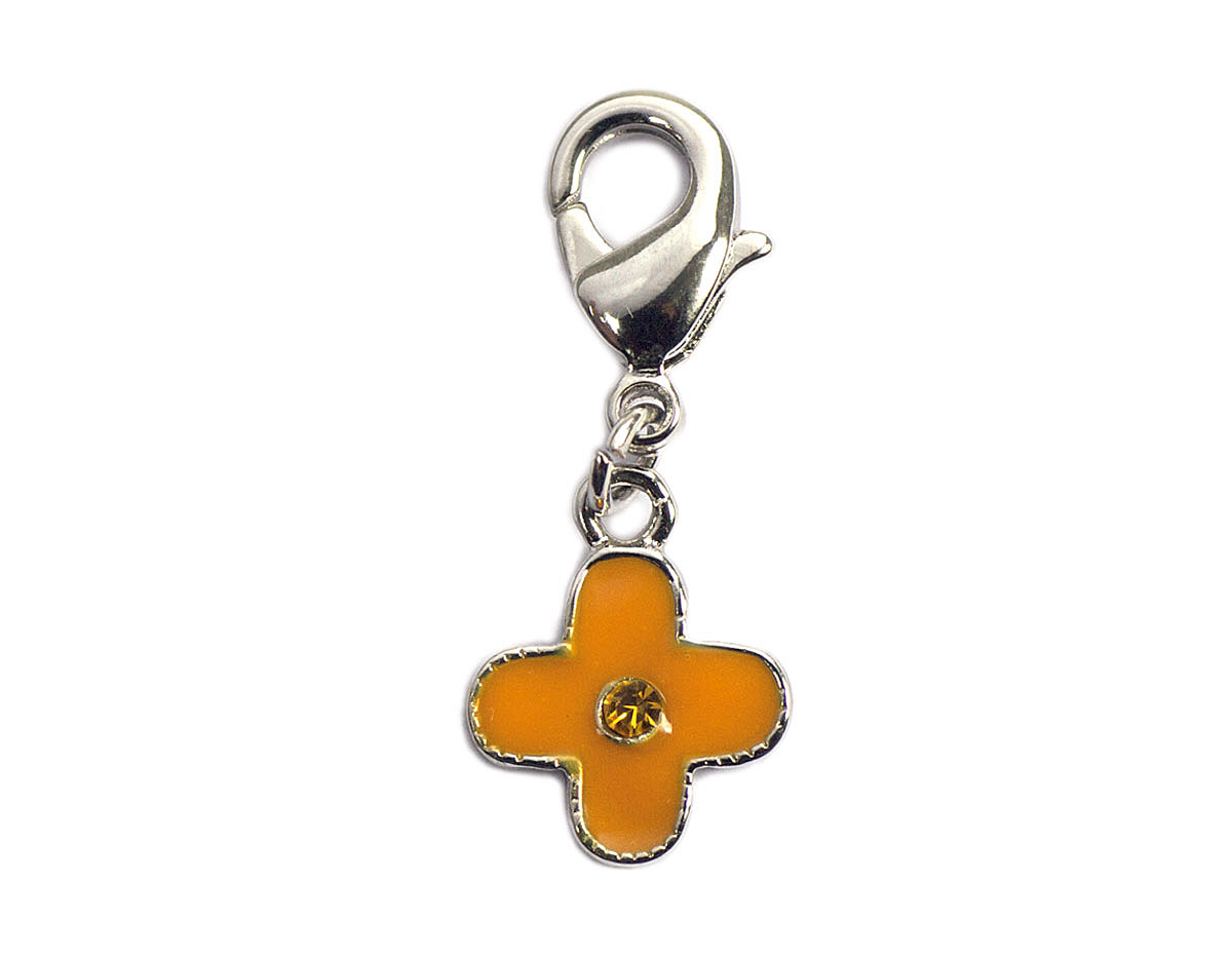 Z50069 50069 Pendentif metallique NICE CHARMS fleur avec simil orange avec mousqueton Innspiro