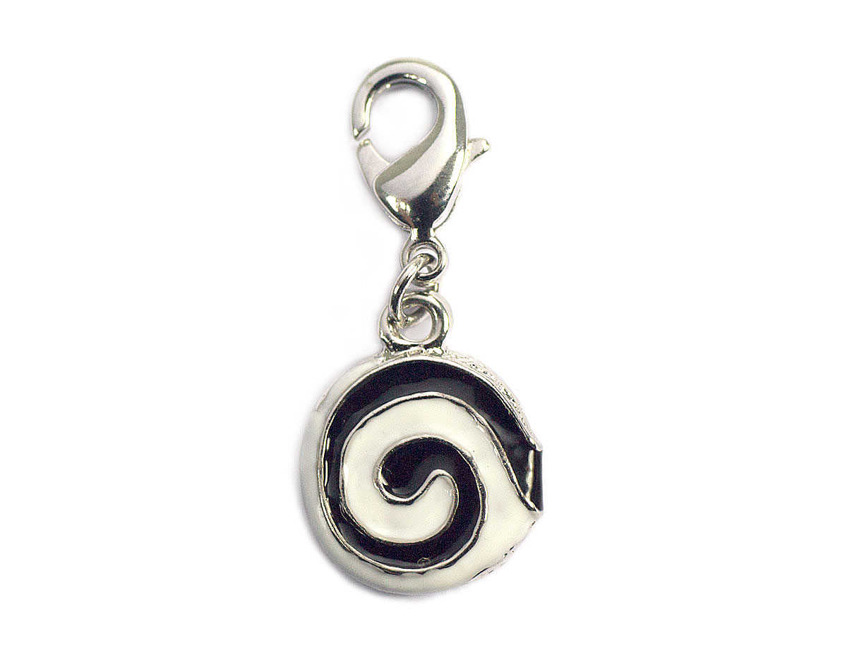 Z50077 50077 Pendentif metallique NICE CHARMS spirale blanc et noir avec mousqueton Innspiro