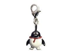 Z50112 50112 Pendentif metallique NICE CHARMS pingouin avec simil blanc et noir avec mousqueton Innspiro - Article