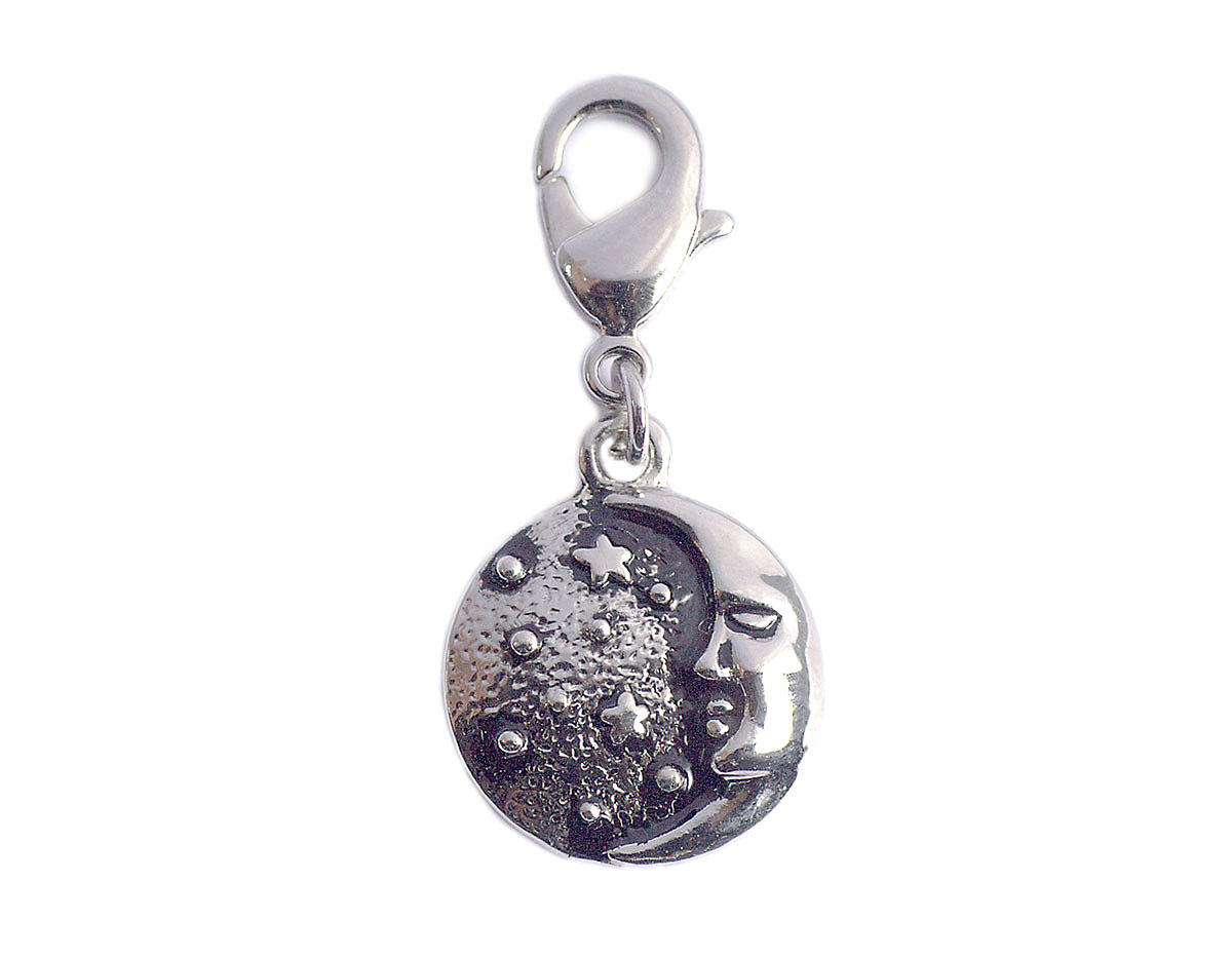 Z50131 50131 Pendentif metallique NICE CHARMS lune avec etoiles avec mousqueton Innspiro