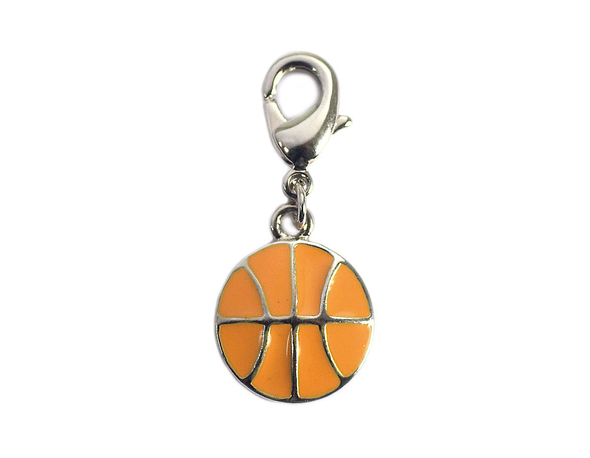 Z50164 50164 Pendentif metallique NICE CHARMS ballon basket-ball orange avec mousqueton Innspiro