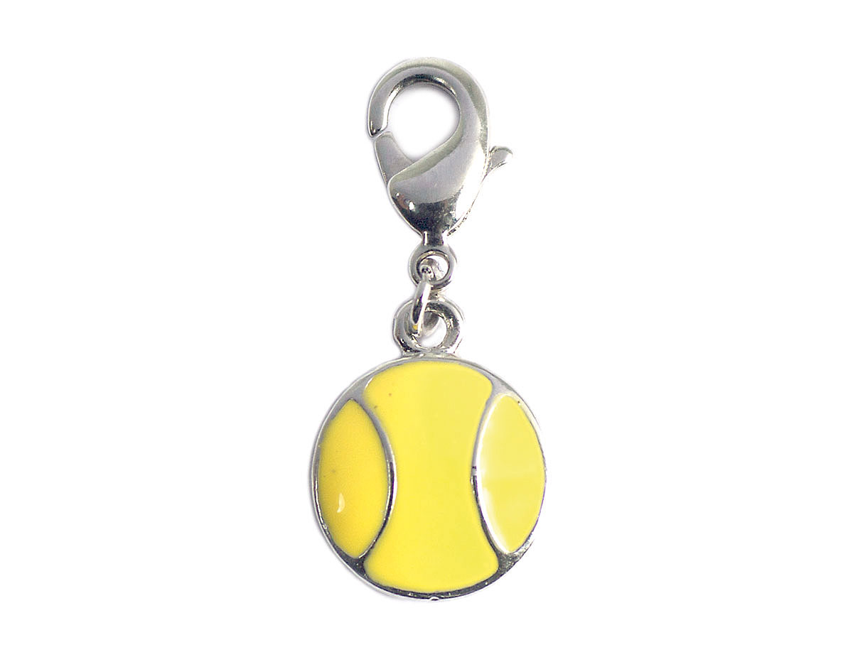 Pendentif metallique NICE CHARMS balle tennis jaune avec