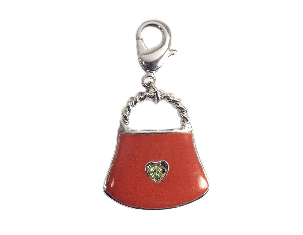 Z50177 50177 Pendentif metallique NICE CHARMS sac avec simil rouge avec mousqueton Innspiro