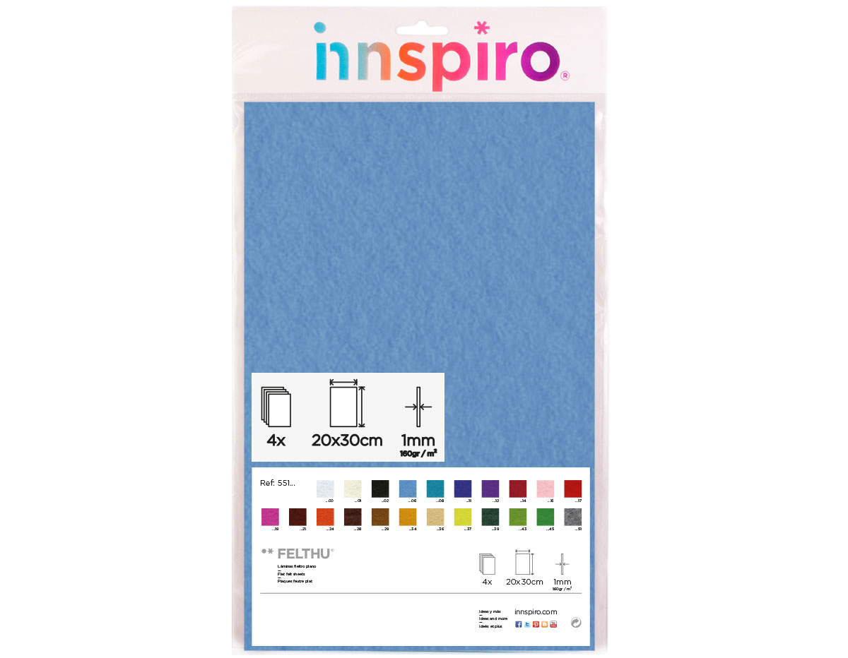 55106 Fieltro acrilico azul nautico 20x30cm 1mm 4u Felthu