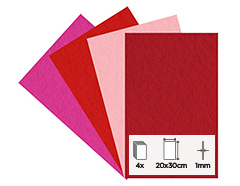 55161 Set 4 plaques feutre acrylique tons chauds 20x30cm 1mm Innspiro - Article