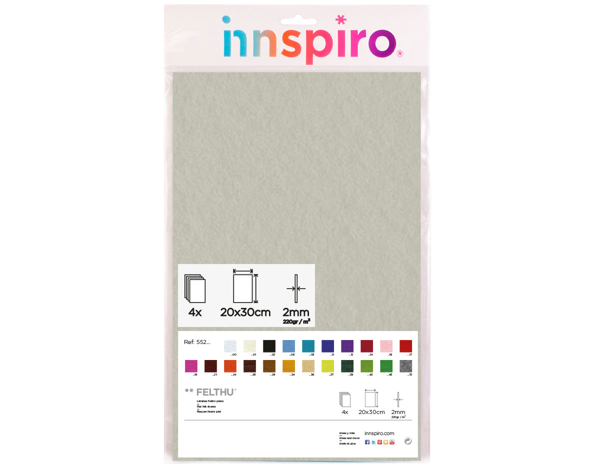 55201 Fieltro acrilico crudo 20x30cm 2mm 4u Felthu