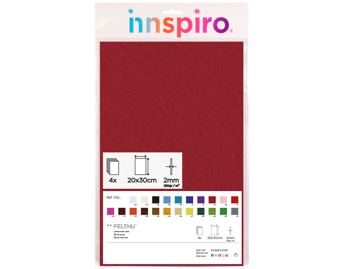 55214 Fieltro acrilico burdeos 20x30cm 2mm 4u Felthu
