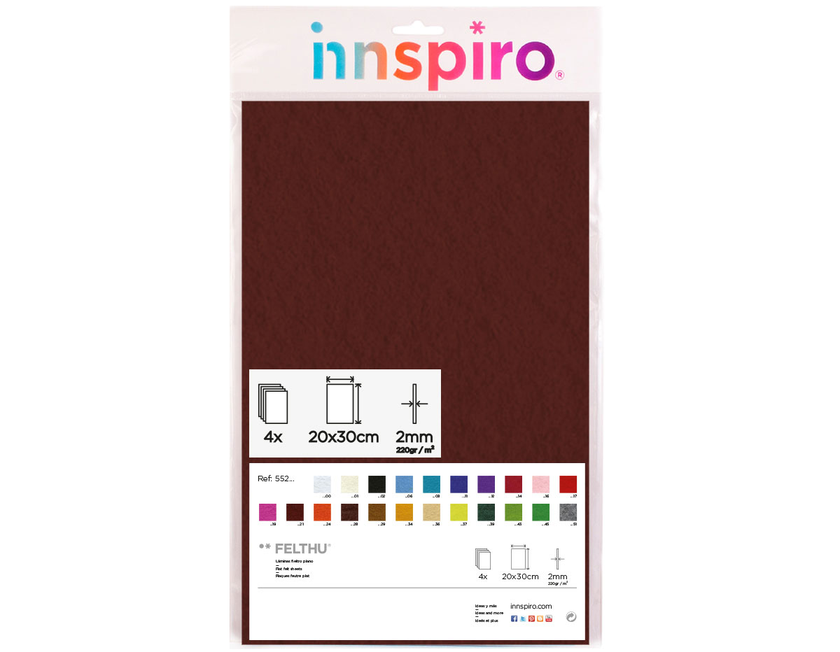 55221 Fieltro acrilico granate oscuro 20x30cm 2mm 4u Felthu