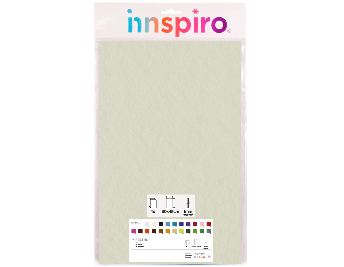 56101 Fieltro acrilico crudo 30x45cm 1mm 4u Felthu