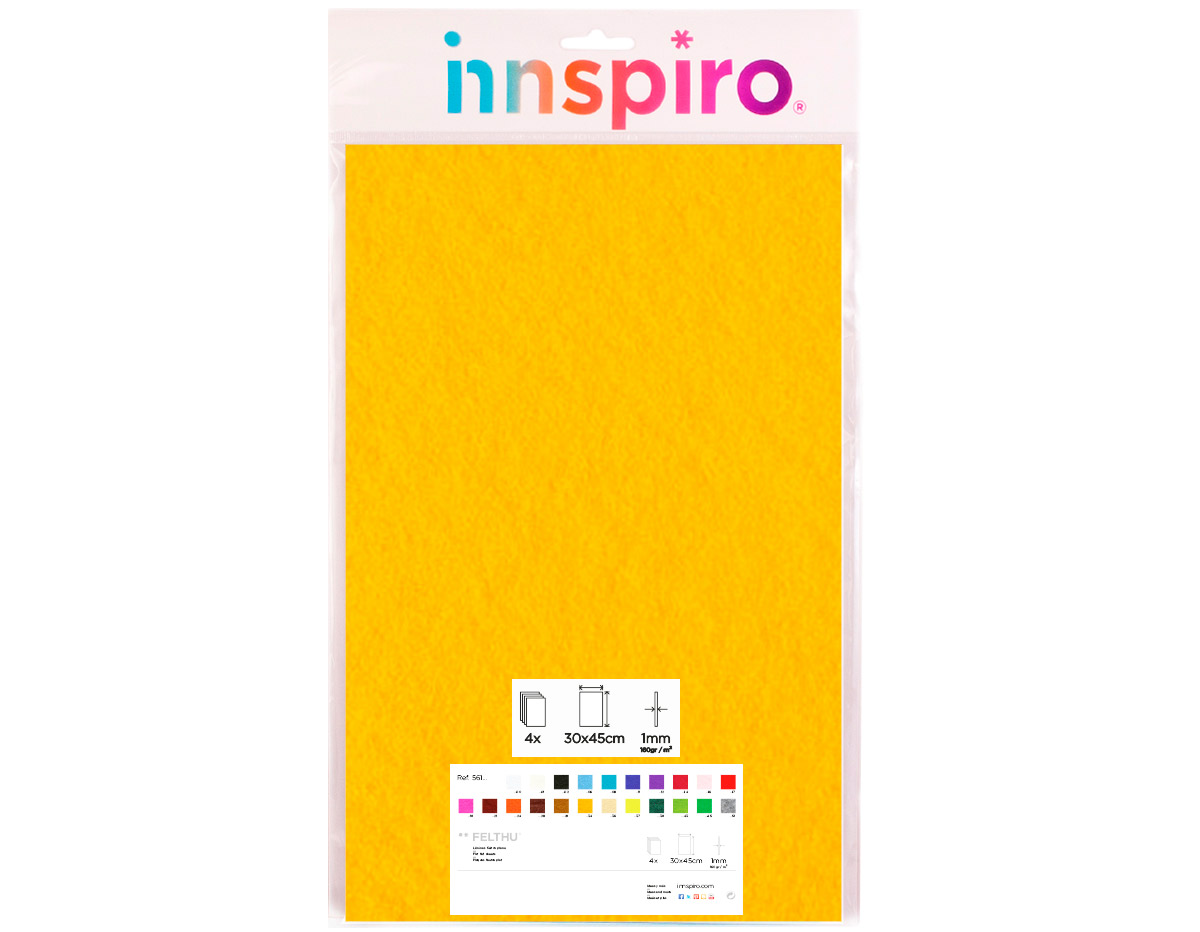 56134 Fieltro acrilico amarillo 30x45cm 1mm 4u Felthu