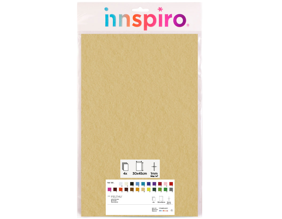 56136 Fieltro acrilico beige 30x45cm 1mm 4u Innspiro