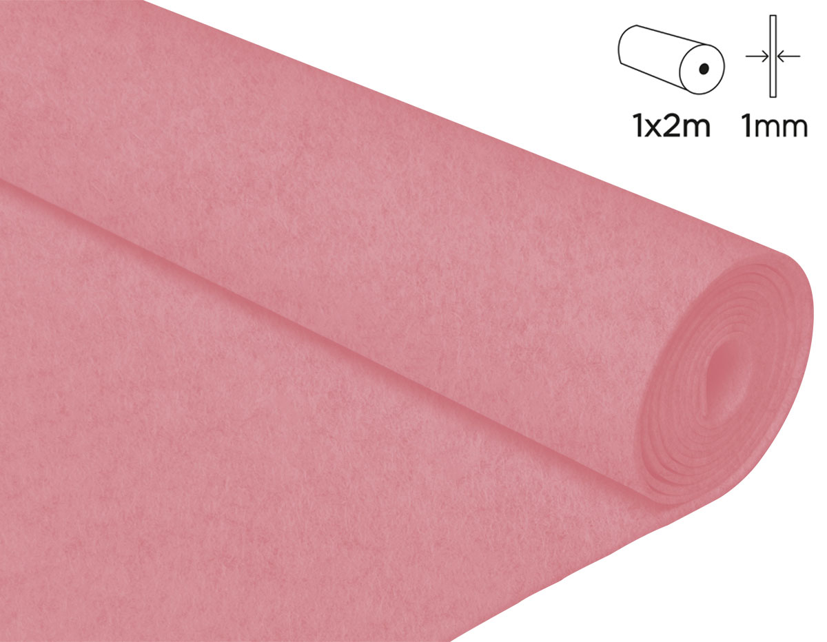 57116 Fieltro acrilico rosa claro 100x200cm 1mm 1u Innspiro